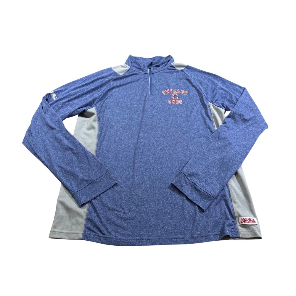 Stitches Chicago Cubs Quarter Zip Shirt MLB Baseball Performance Athleisure L